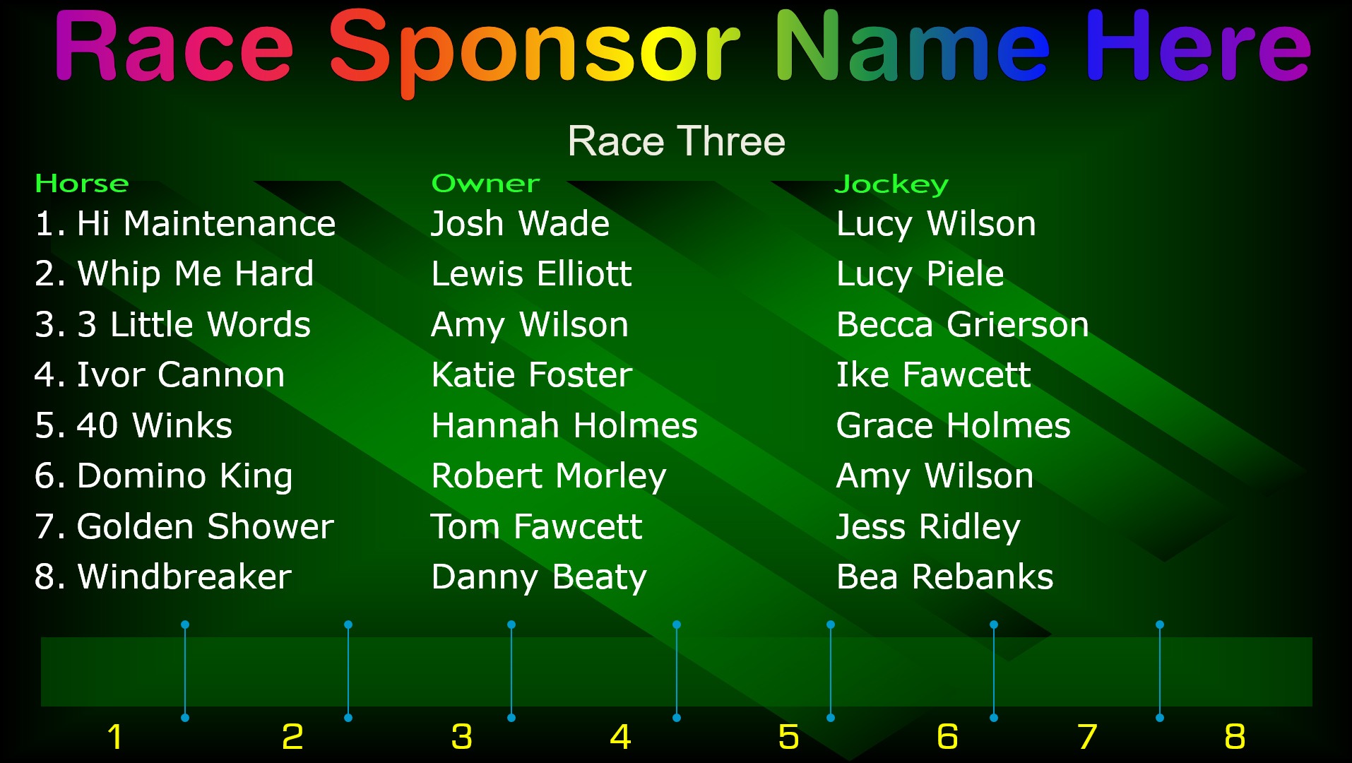 Race Night Race Card